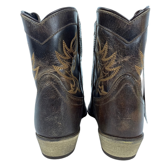 Dingo Willie Western Ankle Boots DI865 Brown Leather Embroidered Women's 9.5M - Picture 6 of 12